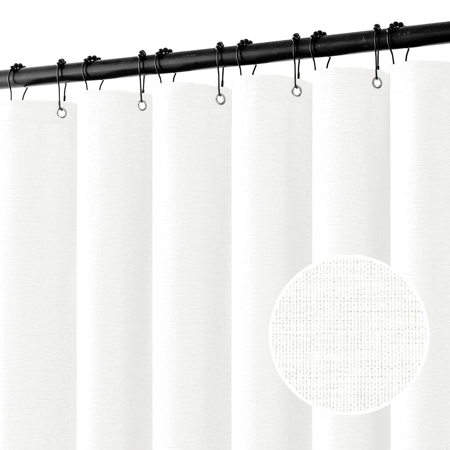 MIULEE Cortina de Box de Linho com 12 Ganchos de Metal, Moderna, Resistente, Lavável, Conjunto de Cortina de Box de Tecido Impermeável e Espesso para Banheiro/Banheira, W72*L72, Branca