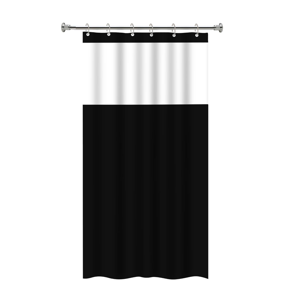 Cortina de Box Impermeável Antimofo 100% PVC com Ganchos - 1,38 x 1,98m (Preto)