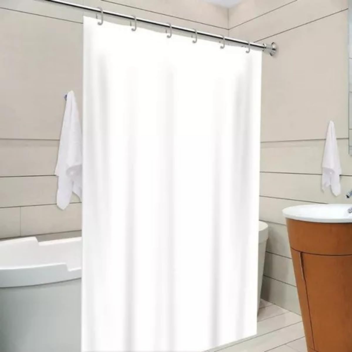 Cortina de Box para Banheiro em PVC, 138x198cm, Impermeável, Antimofo, com Ilhós, Branca