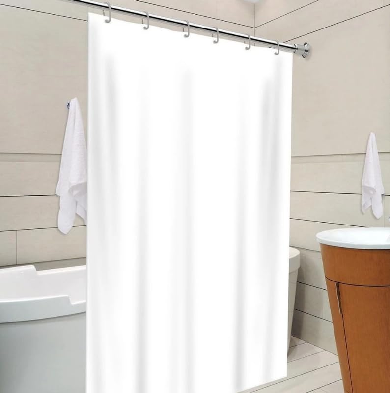 Cortina de Box Lisa em PVC Impermeável Para Banheiro Anti Mofo Com Ganchos Varias Cores (Branco)