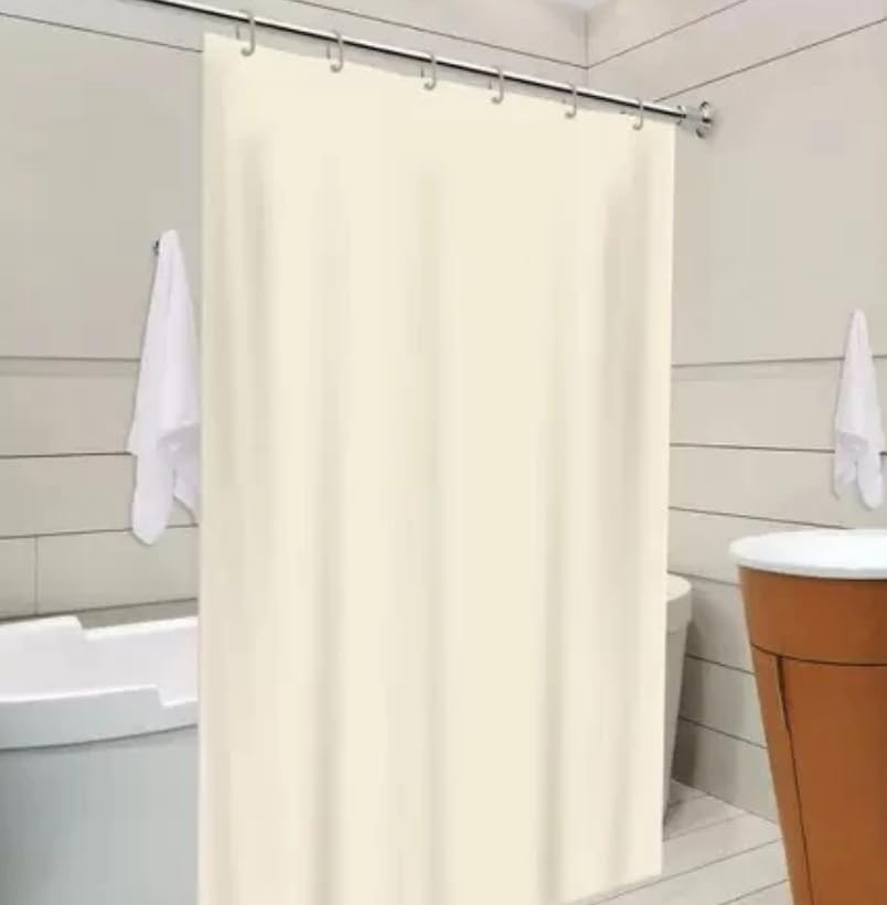 Cortina de Box Lisa em PVC Impermeável Para Banheiro Anti Mofo Com Ganchos Varias Cores (Bege)