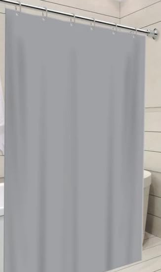 Cortina de Box Lisa em PVC Impermeável Para Banheiro Anti Mofo Com Ganchos (Cinza)