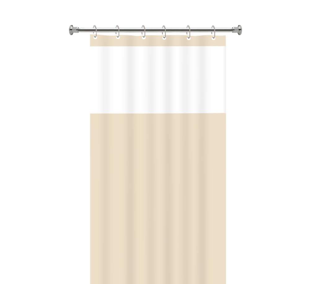 Cortina de Box Impermeável Bege Lisa Antimofo 100% PVC com Ganchos - 1,38 x 1,98m