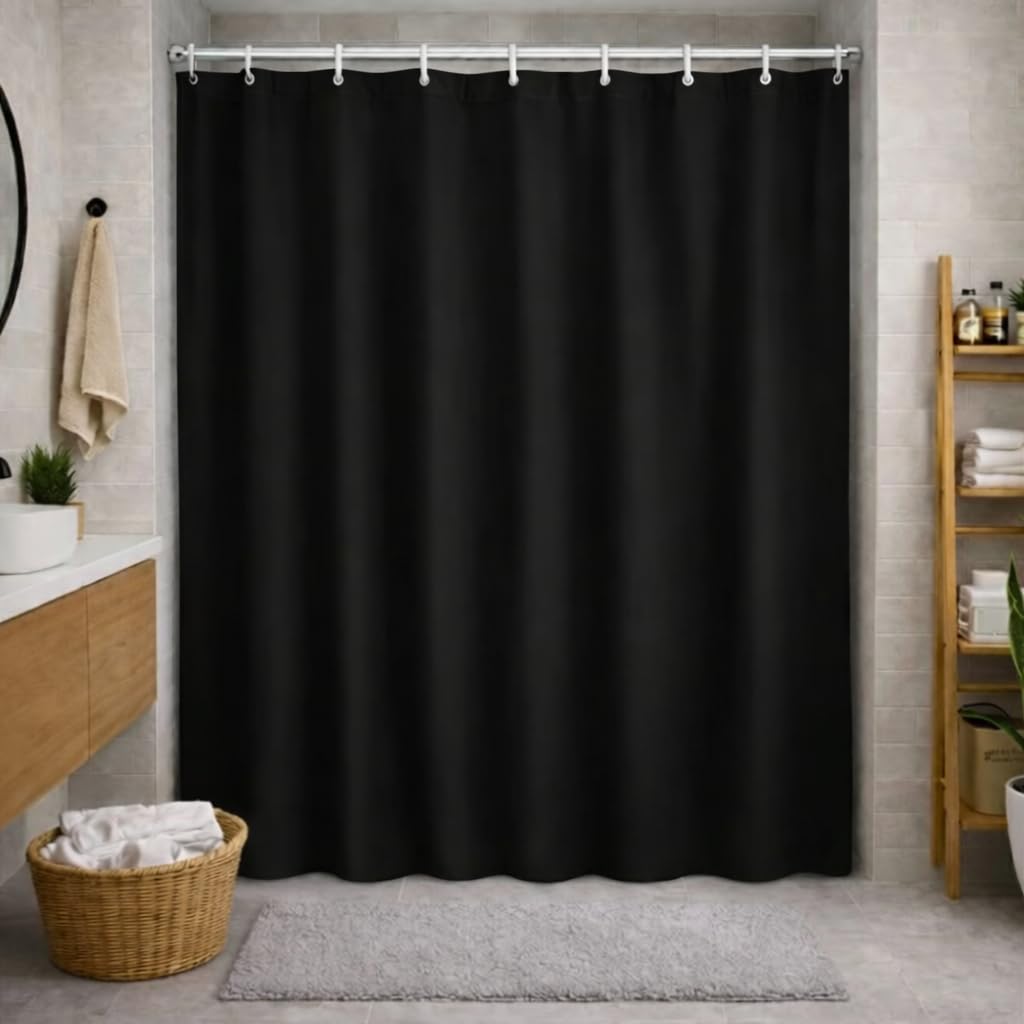 Cortina De Box Banheiro Antimofo Plastico Grosso 138x198cm (Preta)