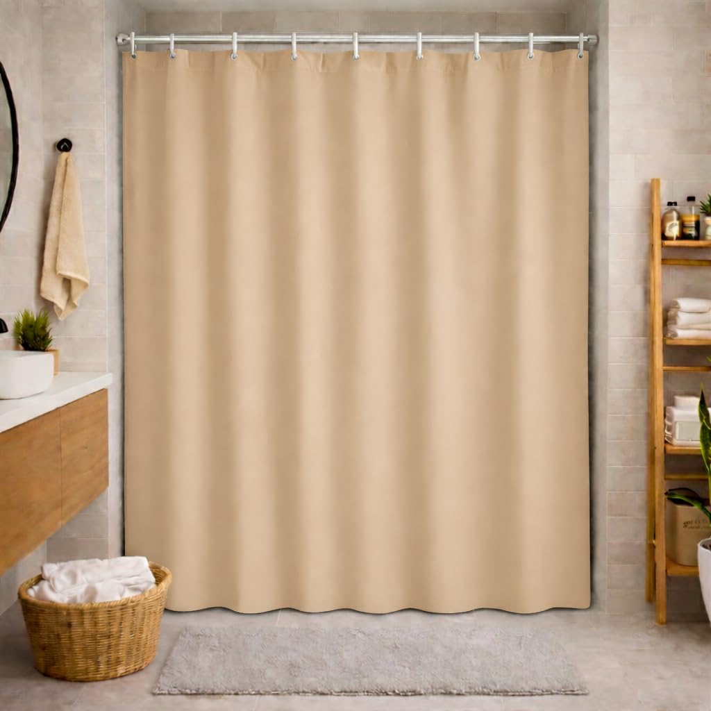 Cortina De Box Banheiro Antimofo Plastico Grosso 138x198cm (Bege)