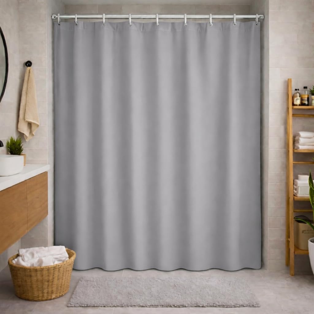 Cortina De Box Banheiro Antimofo Plastico Grosso 138x198cm (Cinza)