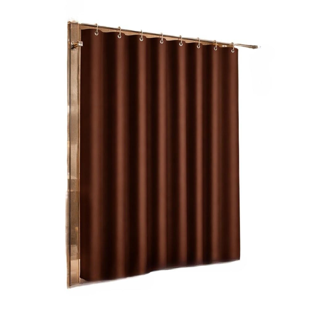 Cortina de Box Impermeável Antimofo Higiene Durável Lisa Moderna com Ganchos 138x198cm cortina banheiro(MARROM,1)