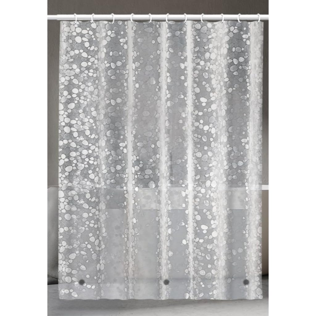 Cortina de Box Banheiro em PVC com Ilhós Metálicos Tratada Anti-Mofo, Dimensão 2x1,8m Impermeável para Ambientes Úmidos (Transparente Branco)