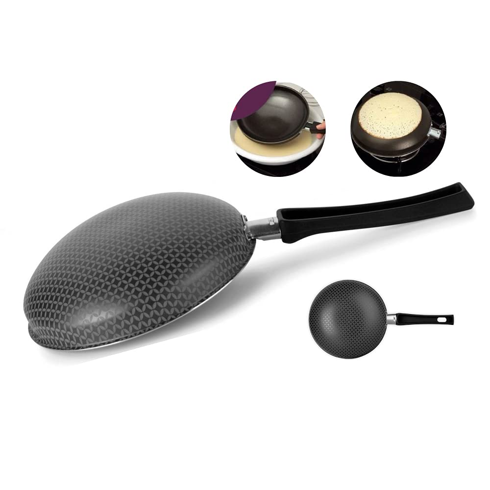 Crepeira Panquequeira Invertida, Aluminio Antiaderente, Linha Gourmet, Multiflon, Preto, 20 cm
