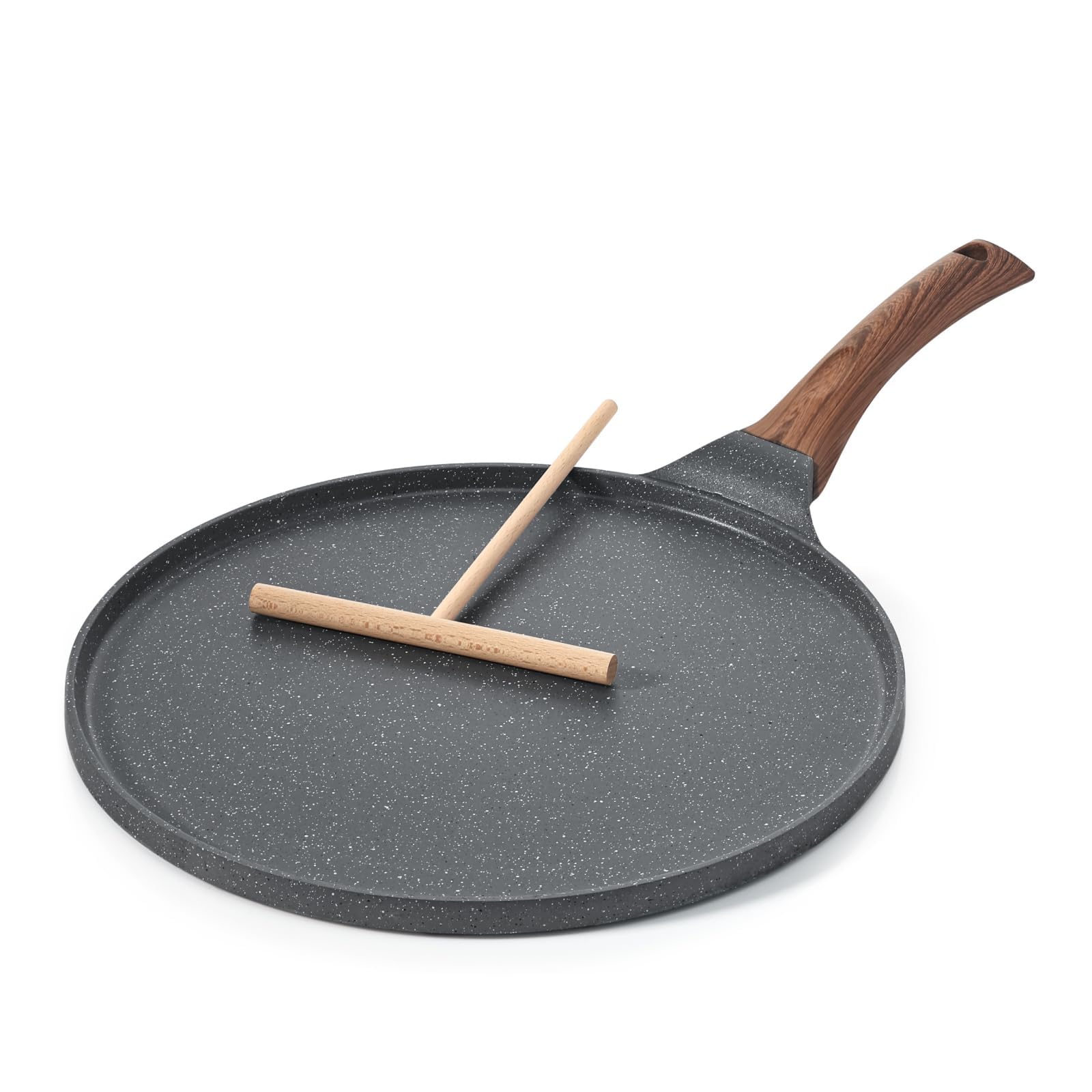 Frigideira de crepe antiaderente SENSARTE, revestimento de granito suíço, plana, para dosa, panqueca, 25,4 cm, tawa com cabo antitérmico, compatível com indução