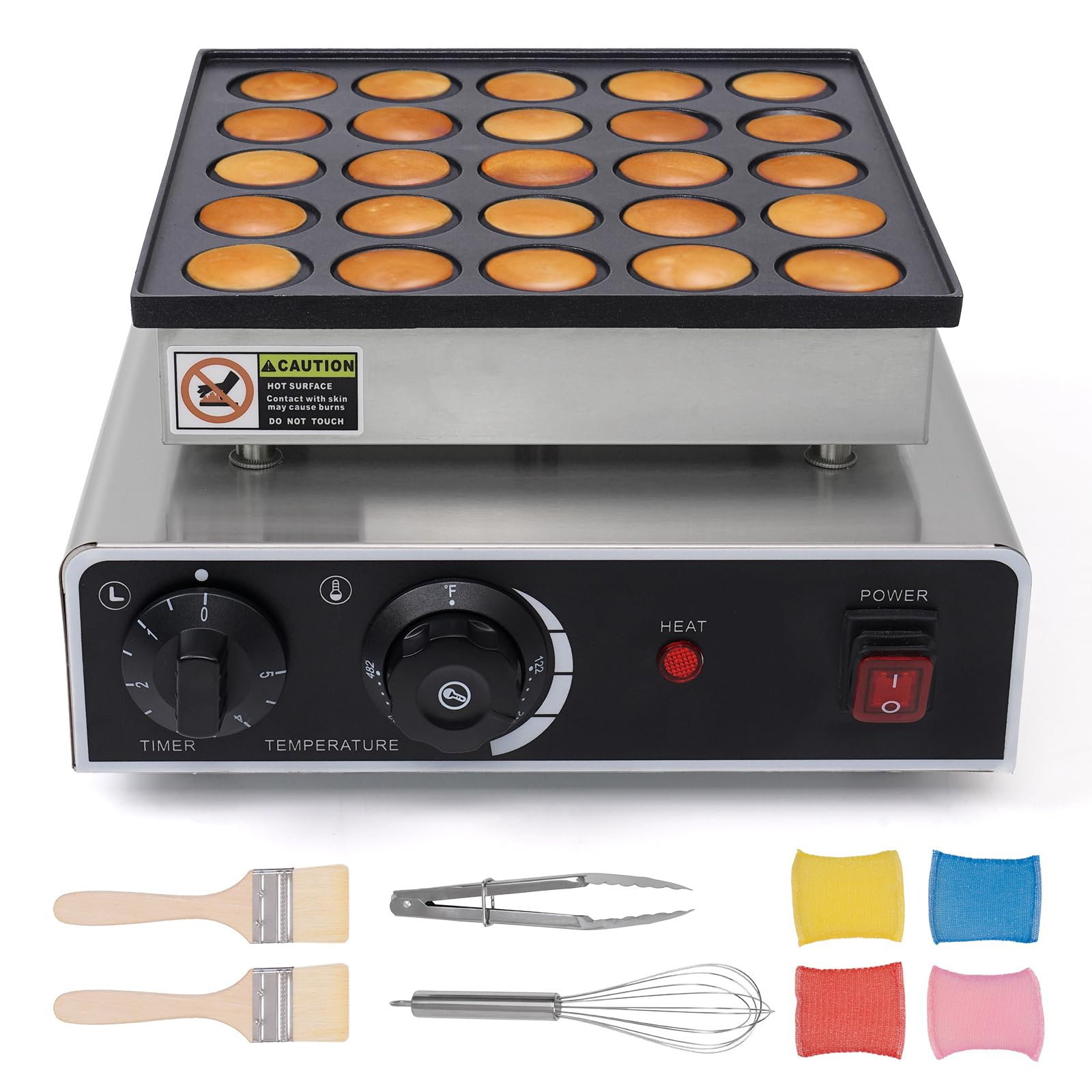 Dyna-Living - Máquina de panquecas holandesas elétrica, de ferro, 25 peças, antiaderente, 110 V, máquina elétrica de mini panquecas para assar crepes, madalenas e panquecas holandesas