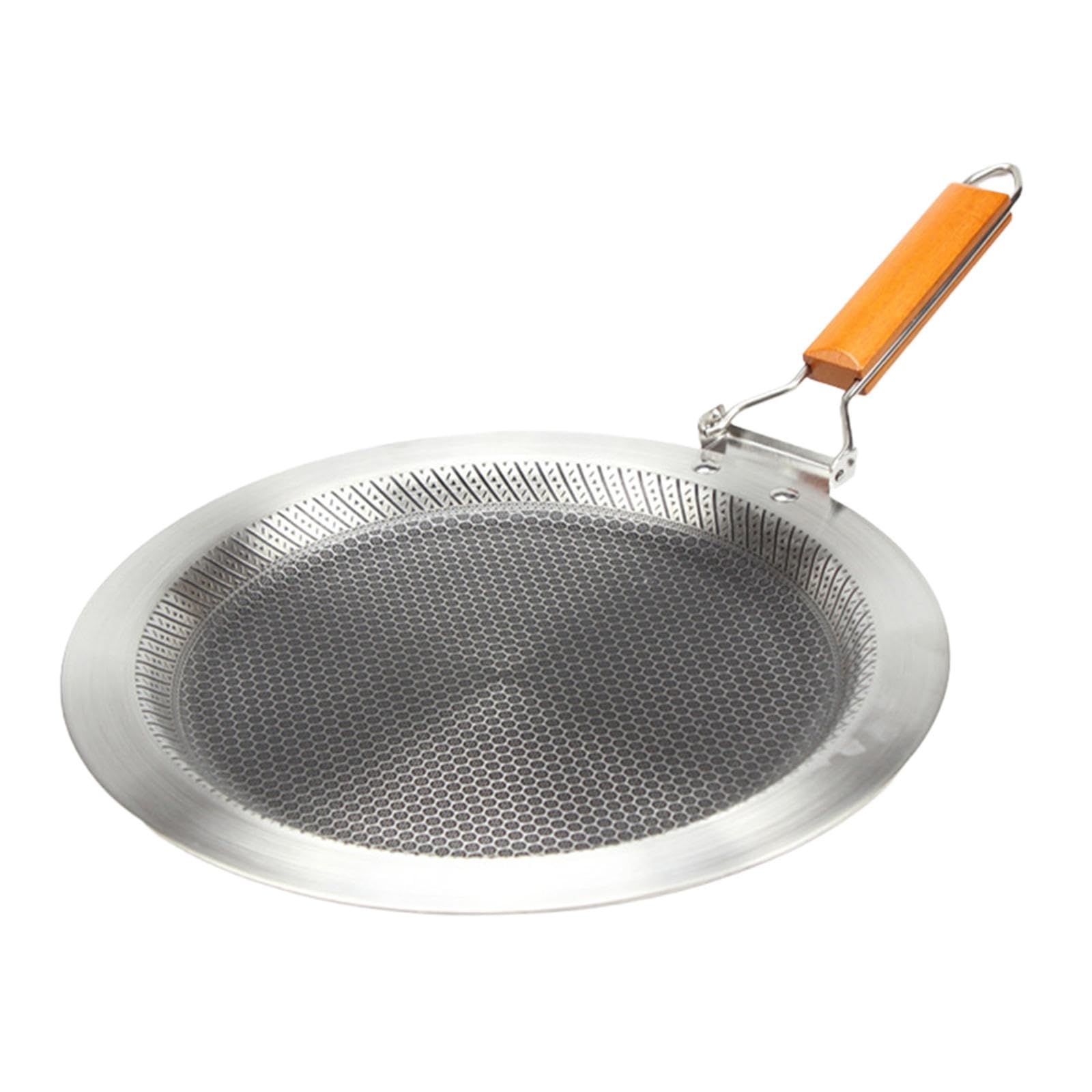 Dynwave Frigideira redonda para crepes, chapa, grelha para churrasco, fácil de limpar, com cabo dobrável, compatível com indução, 30cm