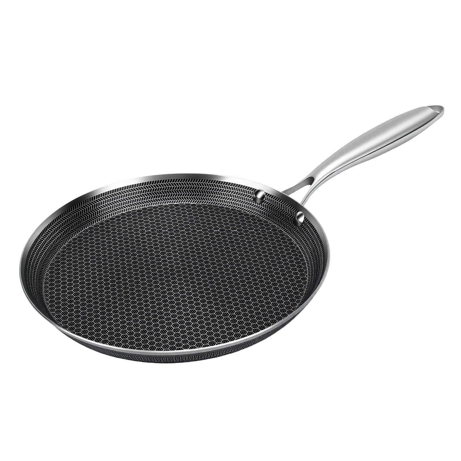 Diydeg Frigideira antiaderente para crepes chapa de aço inoxidável (24cm) | preta, Frigideira multifuncional, pode ser lavada na lava-louças e usada no forno, aquece rapidamente, compatível com indução