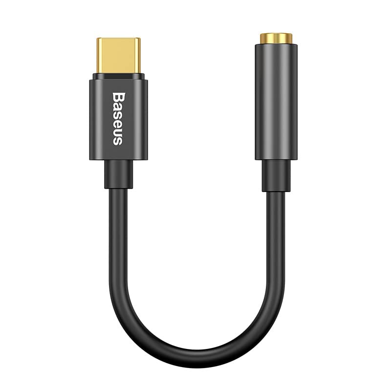 #StudioShopSP Adaptador Original Baseus L54 DAC Entrada Fone USB C Tipo C p/Fone de Ouvido 3,5mm (Preto), compatível com Xiaomi, Samsung, OnePlus, ZTE, Huawei, Honor*