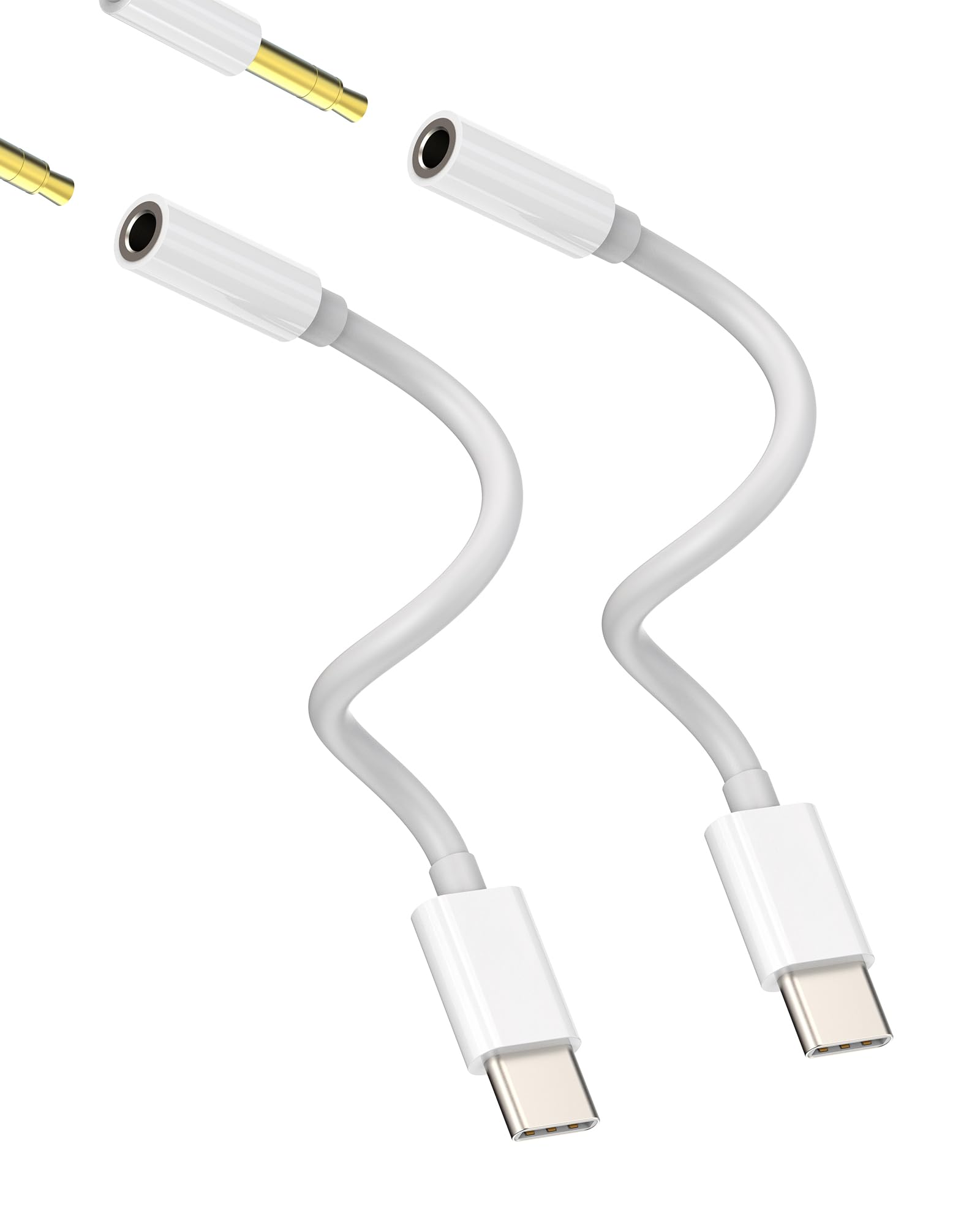 Cabo adaptador de áudio para fone de ouvido DAC para iPhone USB-C para 3,5 mm (2 unidades) compatível com Samsung Galaxy Apple 15 Pro Max Plus iPad 10, Air4/5, Mini6, Pro 12,9 LG Dongle tipo C