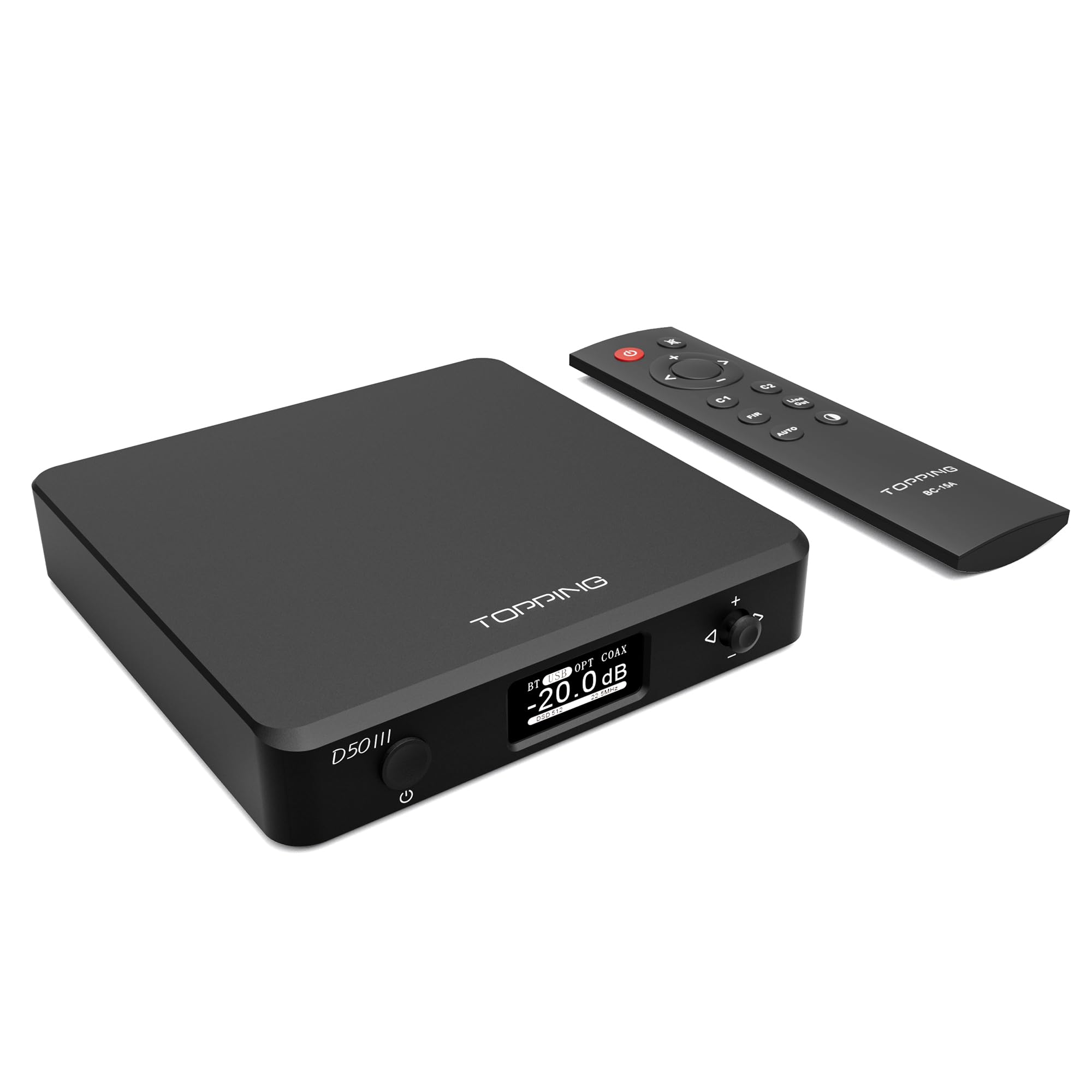 TOPPING Dac E Pré-Amplificador Hifi De Mesa D50 Iii, Dual Es9039Q2M, Bluetooth 5.1, Áudio De Alta Resolução, Suporte A Dsd512/Pcm768 Khz, Saídas Rca/Trs, Inclui Gatilho De 12 V E Controle Remoto (P