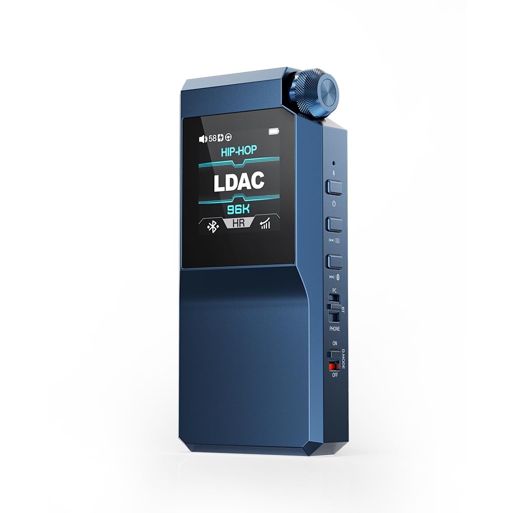 FiiO BTR17 Bluetooth 5.4 USB DAC AMP com LDAC, aptX Lossless Dual ES9069Q, PEQ de 10 bandas, THX AAA 78+ amperes 3,5 mm não balanceado e balanceado de 4,4 mm (azul)