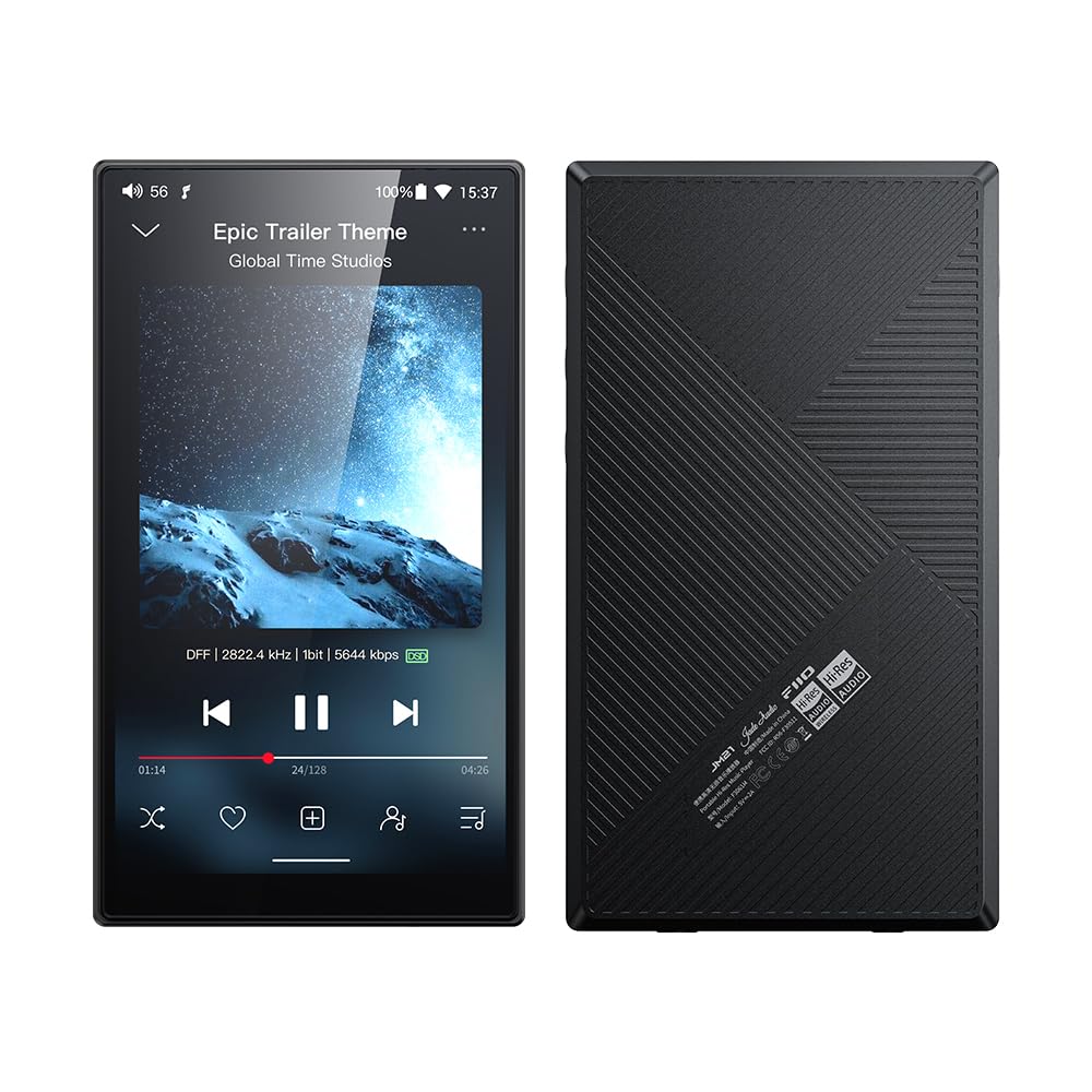 JadeAudio/FiiO JM21 Android 13 Leitor de Música Hi-Res MP3 com Snapdragon 680, Bluetooth WiFi USB DAC Tempo de Reprodução 12,5H (3+32g Preto)