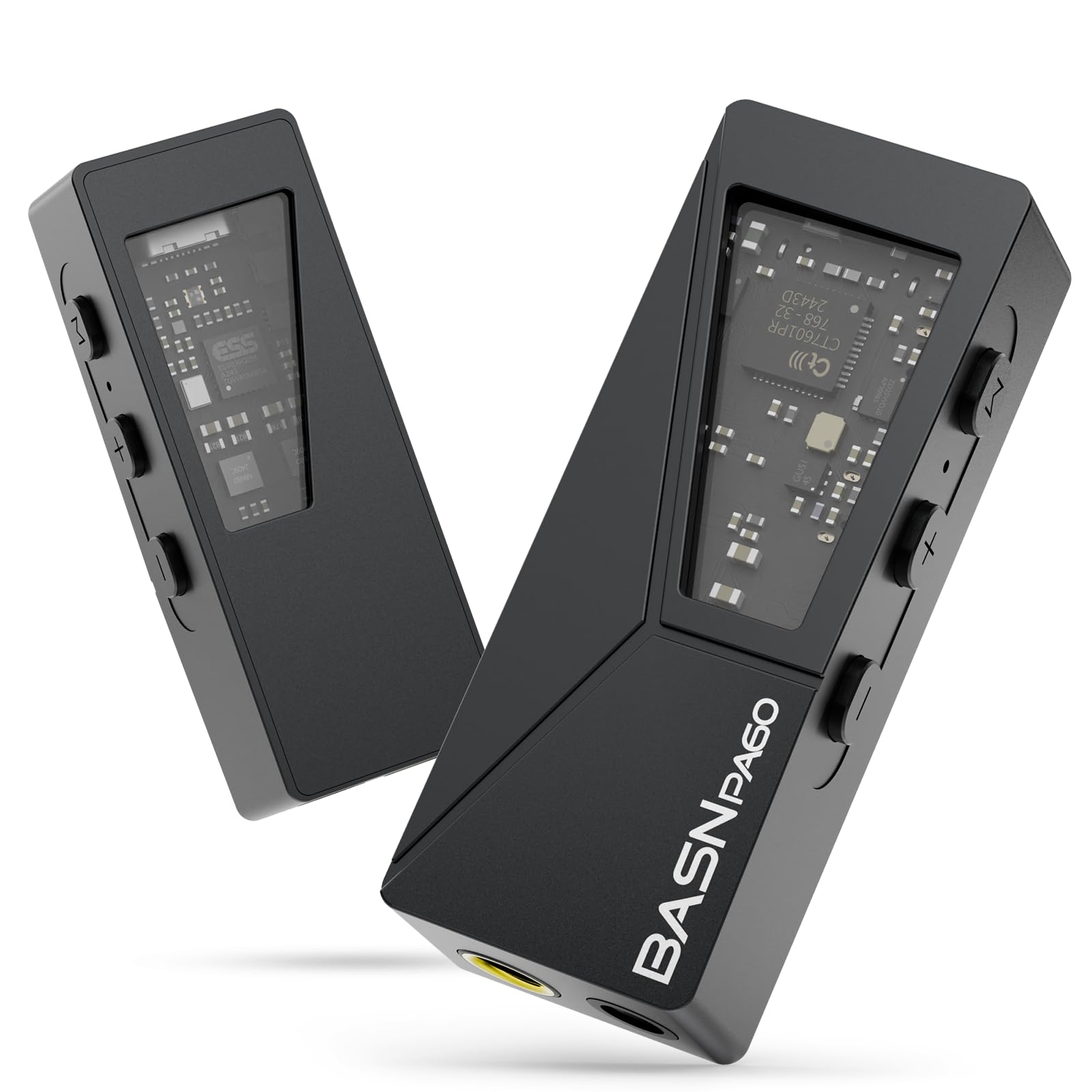 BASN Amplificador de fone de ouvido PA60 portátil USB-C DAC, mini decodificador DAC Dongle ES9039Q2M, suporte PCM32bit/768kHz DSD512 com saída de 3,5 mm e 4,4 mm para telefone/laptop/leitores de