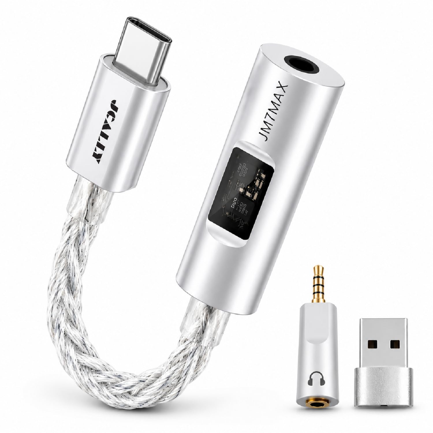 USB C DAC, Dual Chip CX31993+SGM8262 HiFi 32bit/384kHz Adaptador de áudio USB C para 3,5 mm com amplificador de fone de ouvido, corpo de alumínio CNC de cobre banhado a prata, dongle IEM DAC