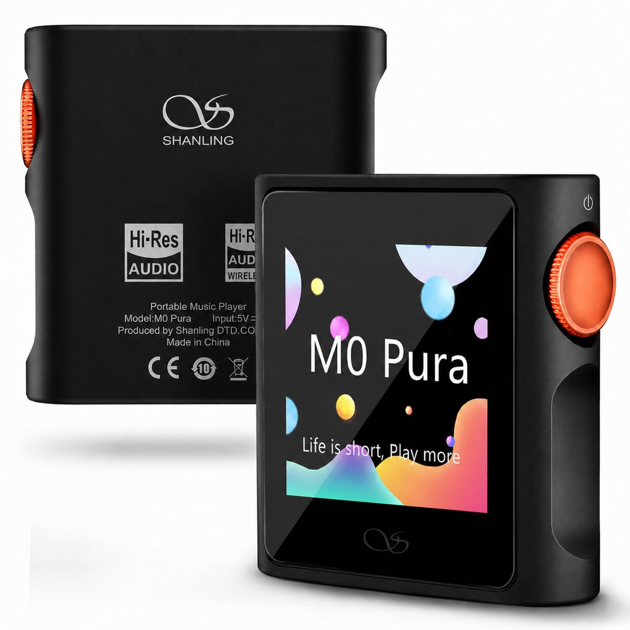 M0 Pura Leitor de música HiFi de alta resolução MP3 Player de áudio portátil | 2 controles de aplicativo CS43131 DAC, Bluetooth 5.0 LDAC/SBC/AAC, conector de 3,5 mm/tipo C, 384 kHz/32 bits, 250 mW a 32Ω