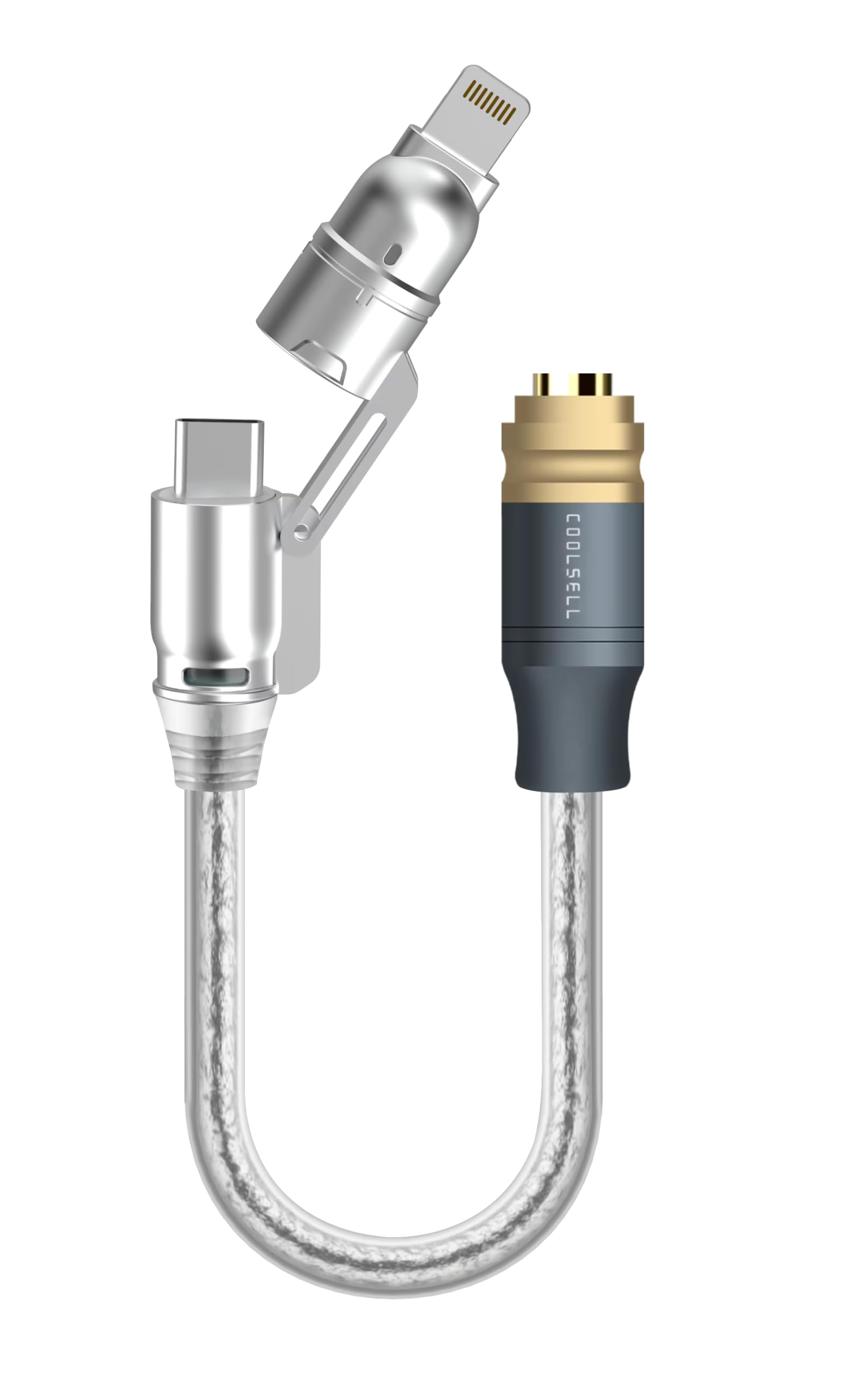 Dongle Adaptador de Áudio USB USB-C 8 Pinos DAC Hi-Res 24-Bit / 96kHz P2 3,5MM Fone de Ouvido Áudio Bit-Perfect