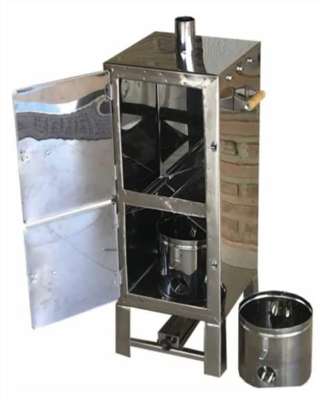 Defumador Inox para 5Kg + Termômetro + Baldes E Ganchos