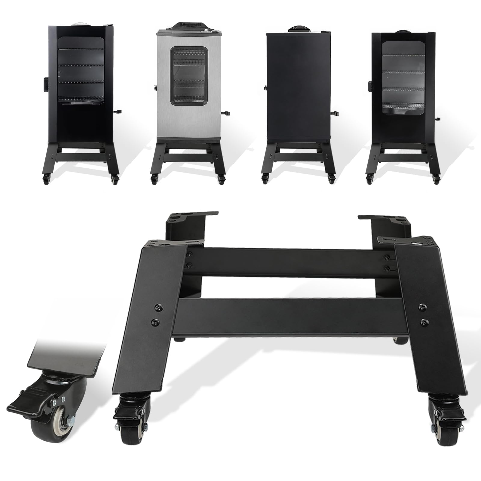 Suporte móvel universal para defumador elétrico digital Masterbuilt de 76 cm e 101 cm, kit de extensão de perna universal com rodas para defumador elétrico vertical Masterbuild, preto, base móvel de