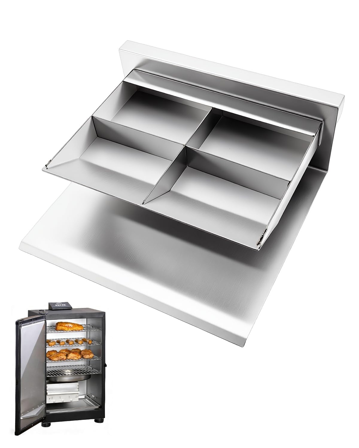 Bandeja de lascas de madeira serve para modelos de defumador elétrico digital Masterbuilt de 76 cm 20070411 20070511 20071011, suporte de lascas de madeira substitui 9007100018, aço inoxidável durável