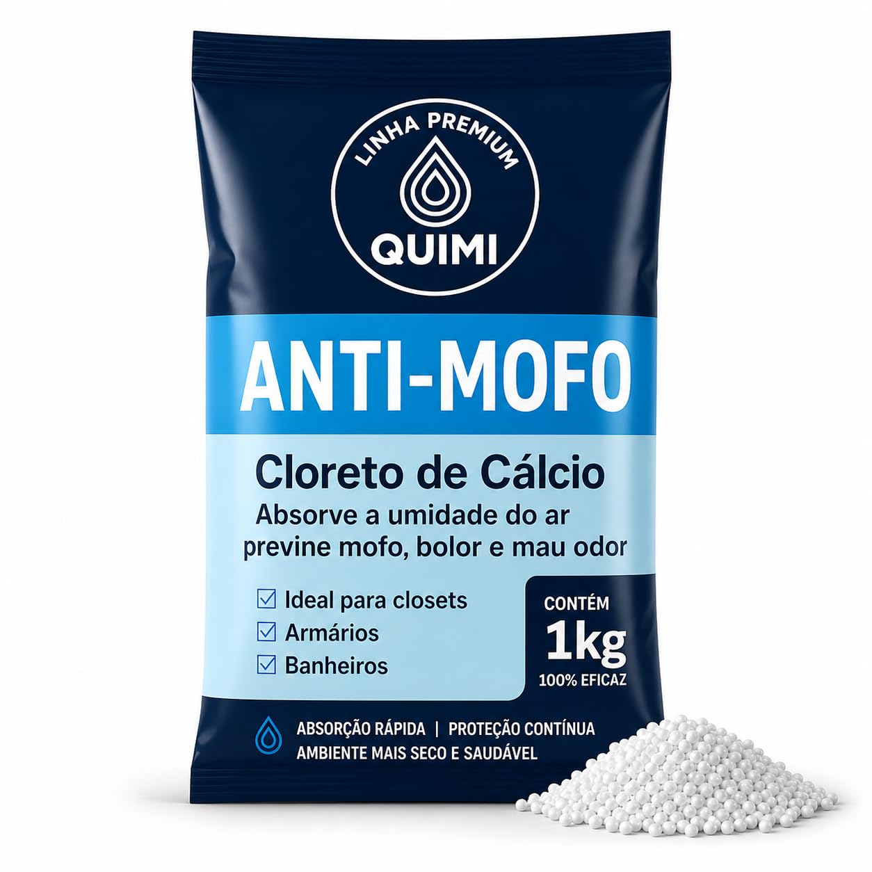 Anti Mofo Quimi Vida 1 KG | Absorvedor de Umidade Premium com Cloreto de Cálcio