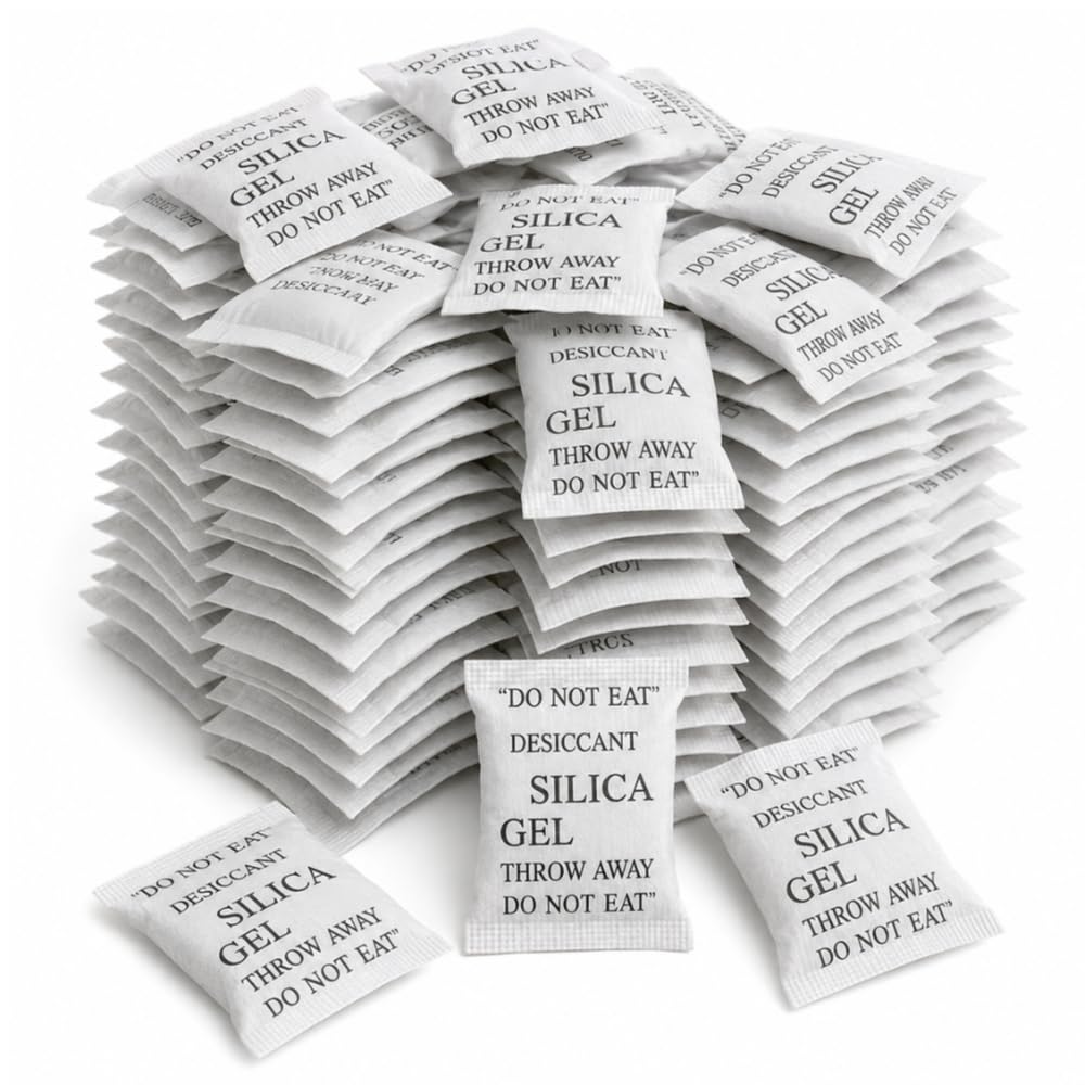 Silica Gel Sache 1g Kit 200 Unidades Dessecante Antimofo Desumidificador Saquinho Secante para Armario Gaveta Sapato Bolsa Carro Documentos Joias Roupas Aparelho Auditivo Câmera