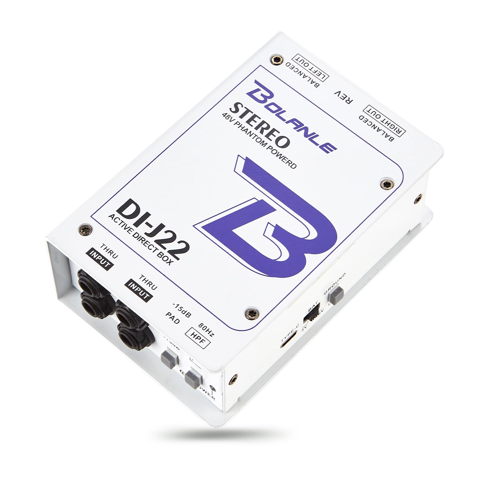 Bolanle J22 Professional Direct DI Box/Splitter XLR 1/10.2 cm, Exterminador Morley Hum de canal duplo para sistema de som, subwoofer, alto-falante de karaokê, guitarra, teclado, baixo