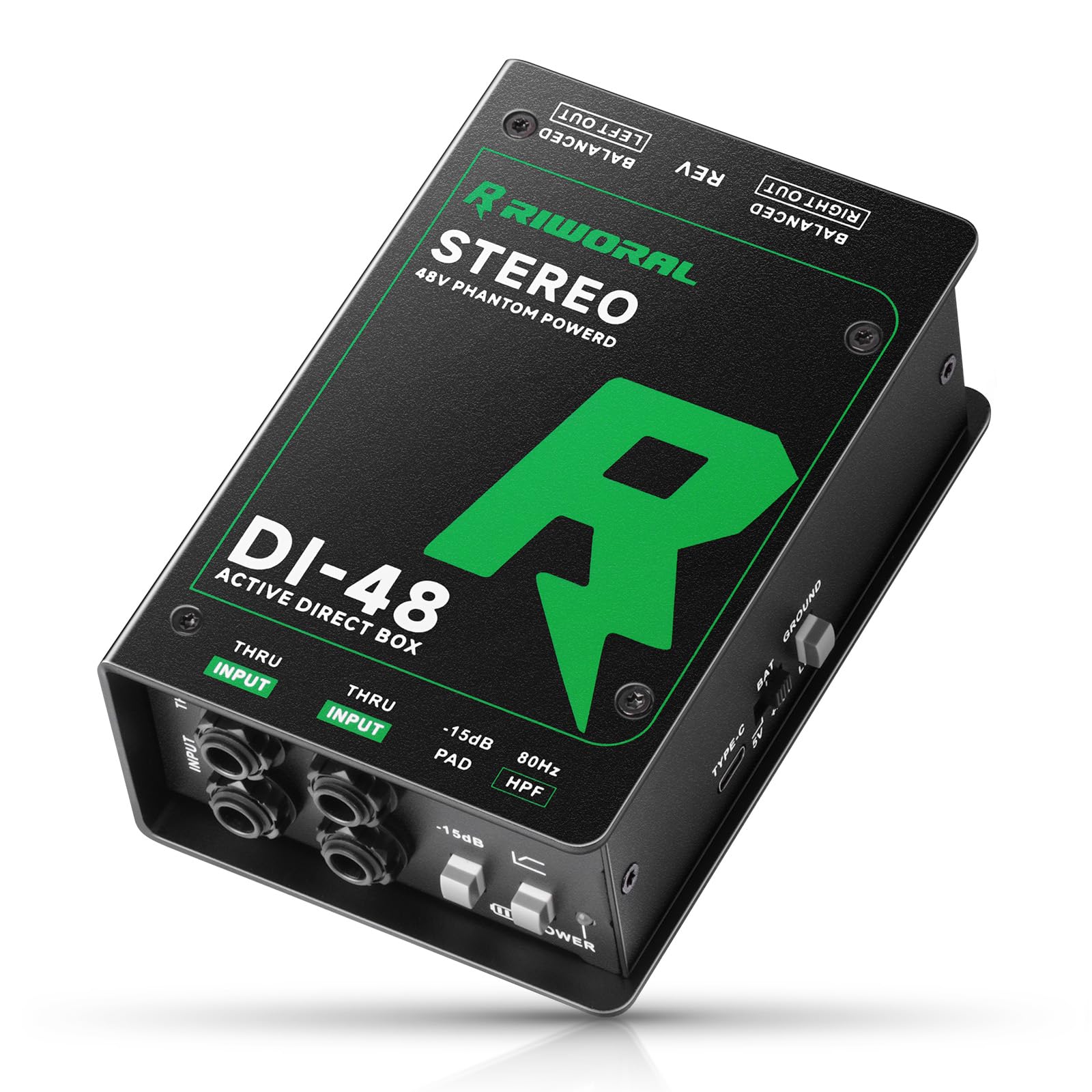 Caixa direta com duas entradas estéreo de 1/10.2 cm de alta impedância Di Boxes Suporte para instrumentos de guitarra/baixo Premium Direct Injection Active Di Box para saídas Thru e XLR (Direct Box)
