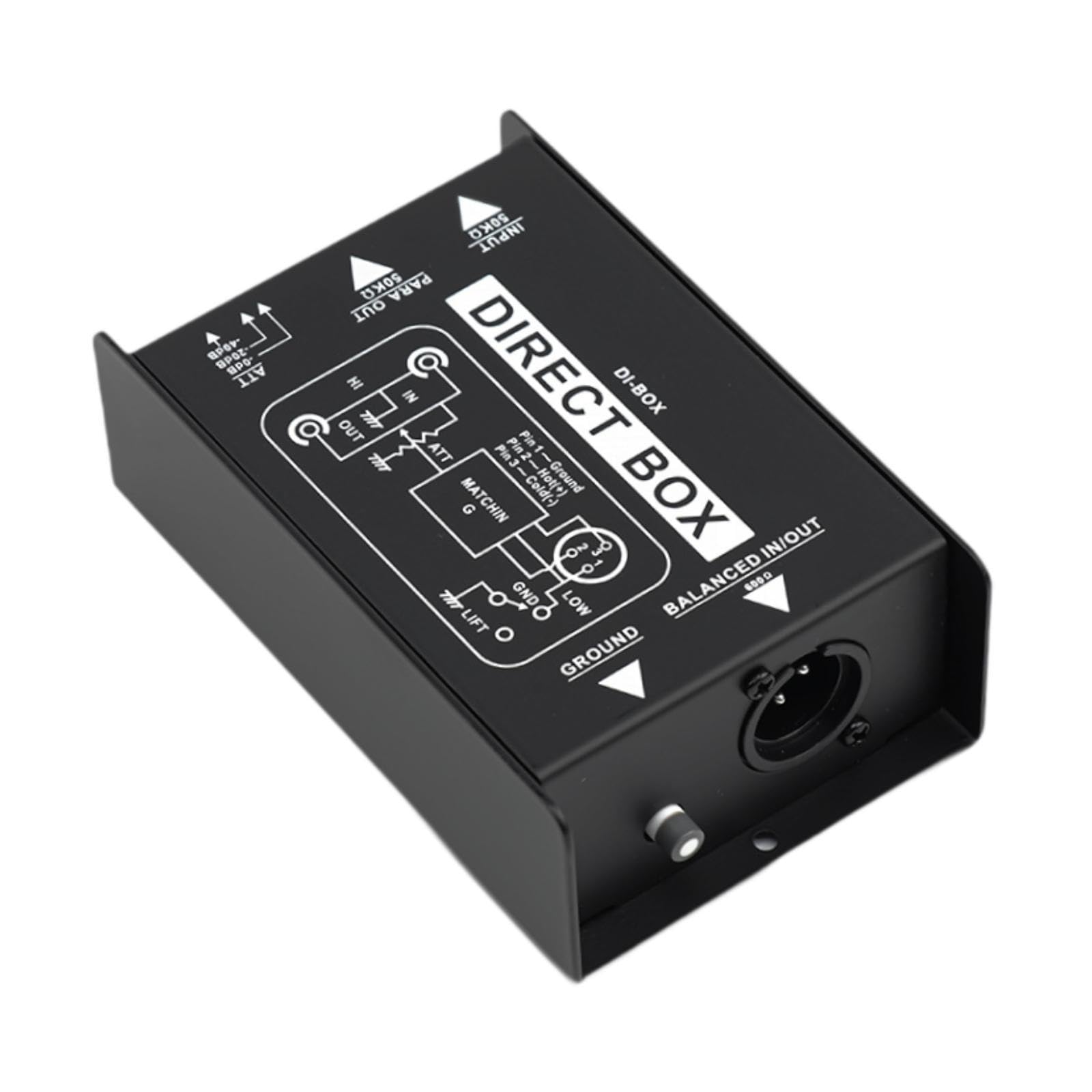 Caixa de áudio passiva Direct Box Di Direct Unit XLR de 6,35 mm com injeção de alta impedância para músicos iniciantes e gravações em estúdio, Mono