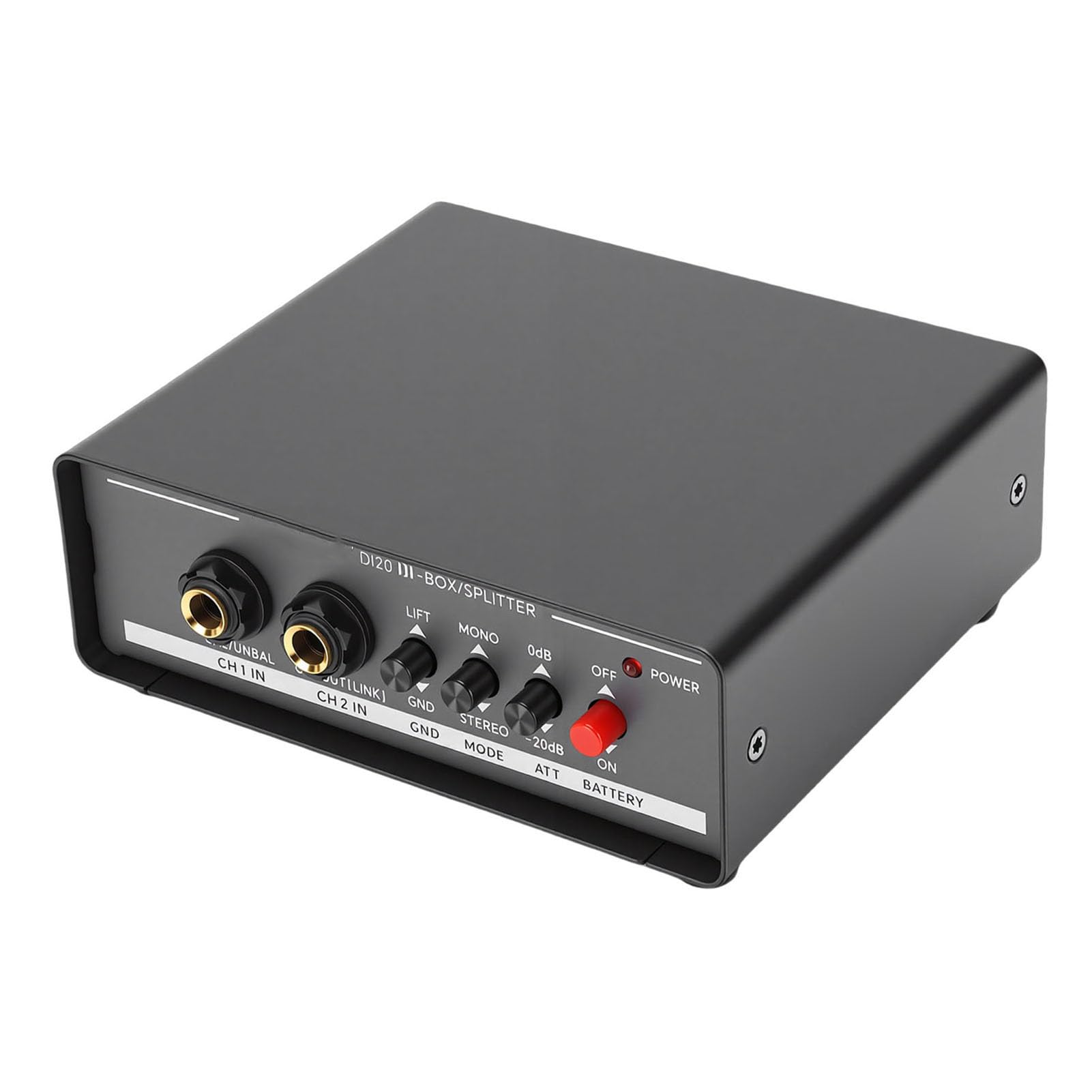 Yunseity Active DI Box, Direct Box Profissional Com 2 Saídas XLR Balanceadas e Isolamento de Aterramento GND, para Controlador de DJ de Guitarra de Palco e Gravação Em Estúdio