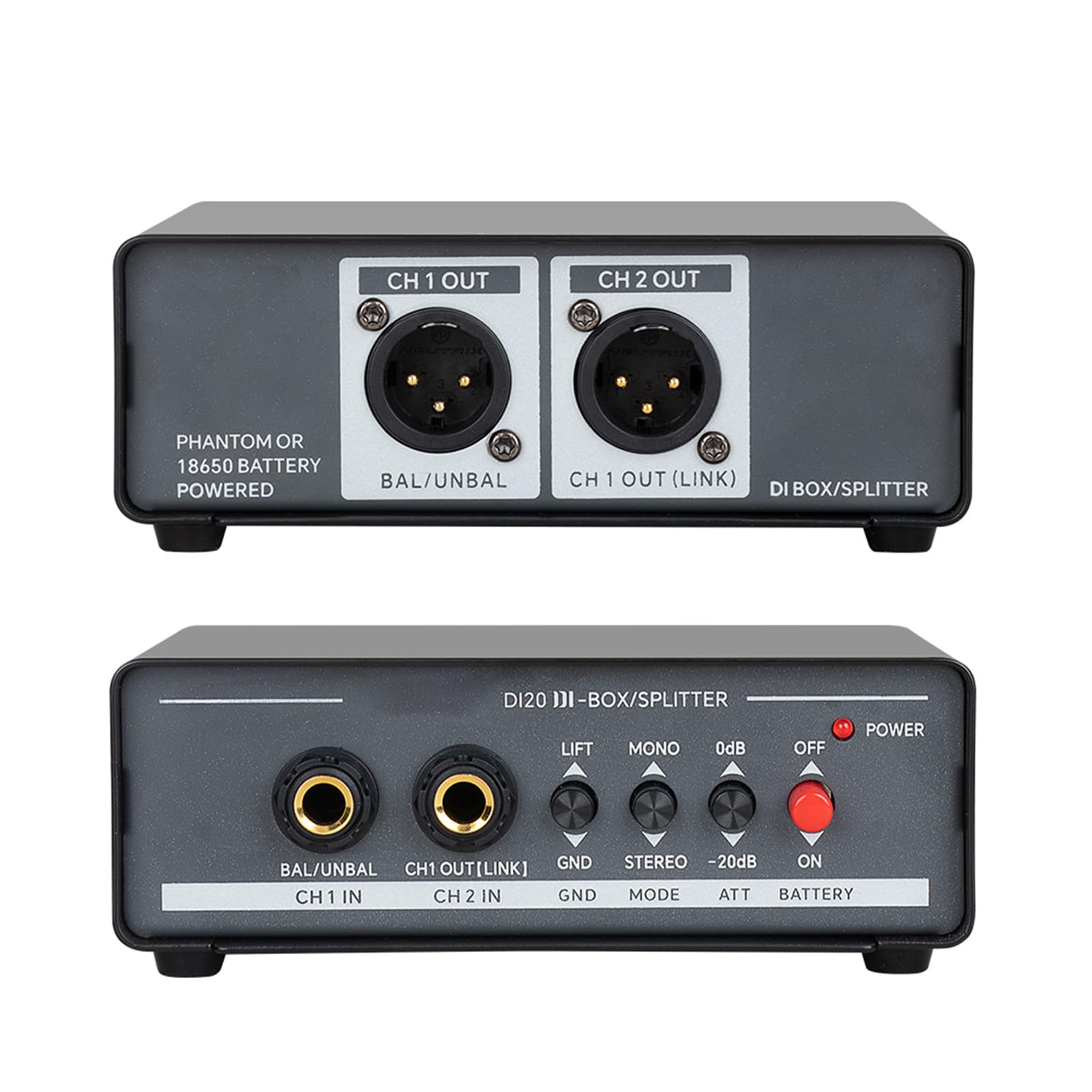 Active DI Box, Direct Box de Canal Duplo Com Isolamento de e Resposta de Frequência de 20 Hz a 20 KHz, para Estúdios de Gravação Profissionais e Apresentações Ao Vivo