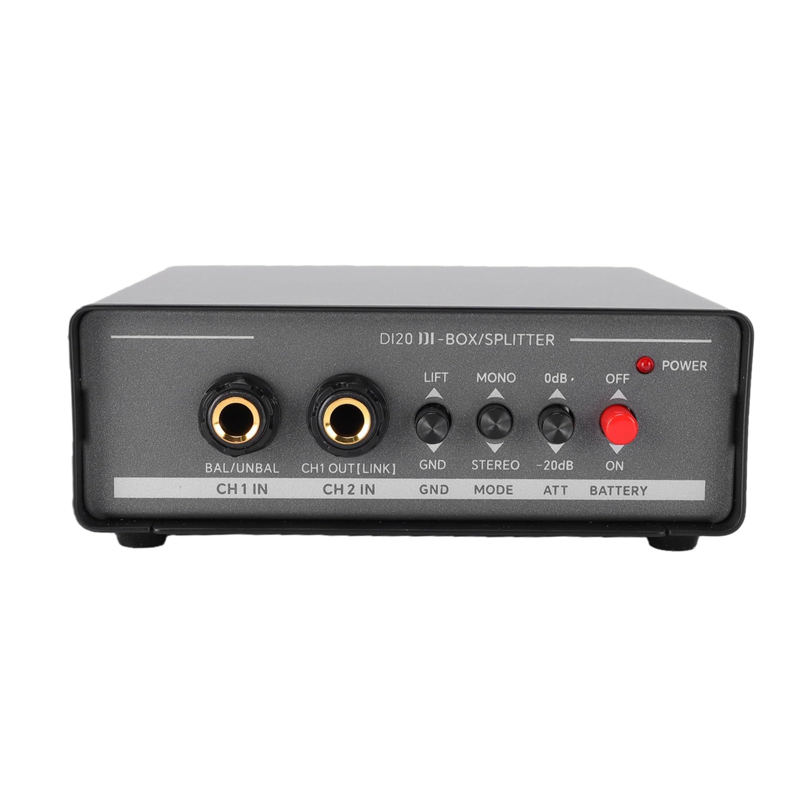 Naroote Active Stereo DI Box Liga de Alumínio Active Direct Box Dual Channel 20Hz a 20kHz Power Bateria Suporte Ground Lift 20dB Pad para Músicos de Estúdio de Palco