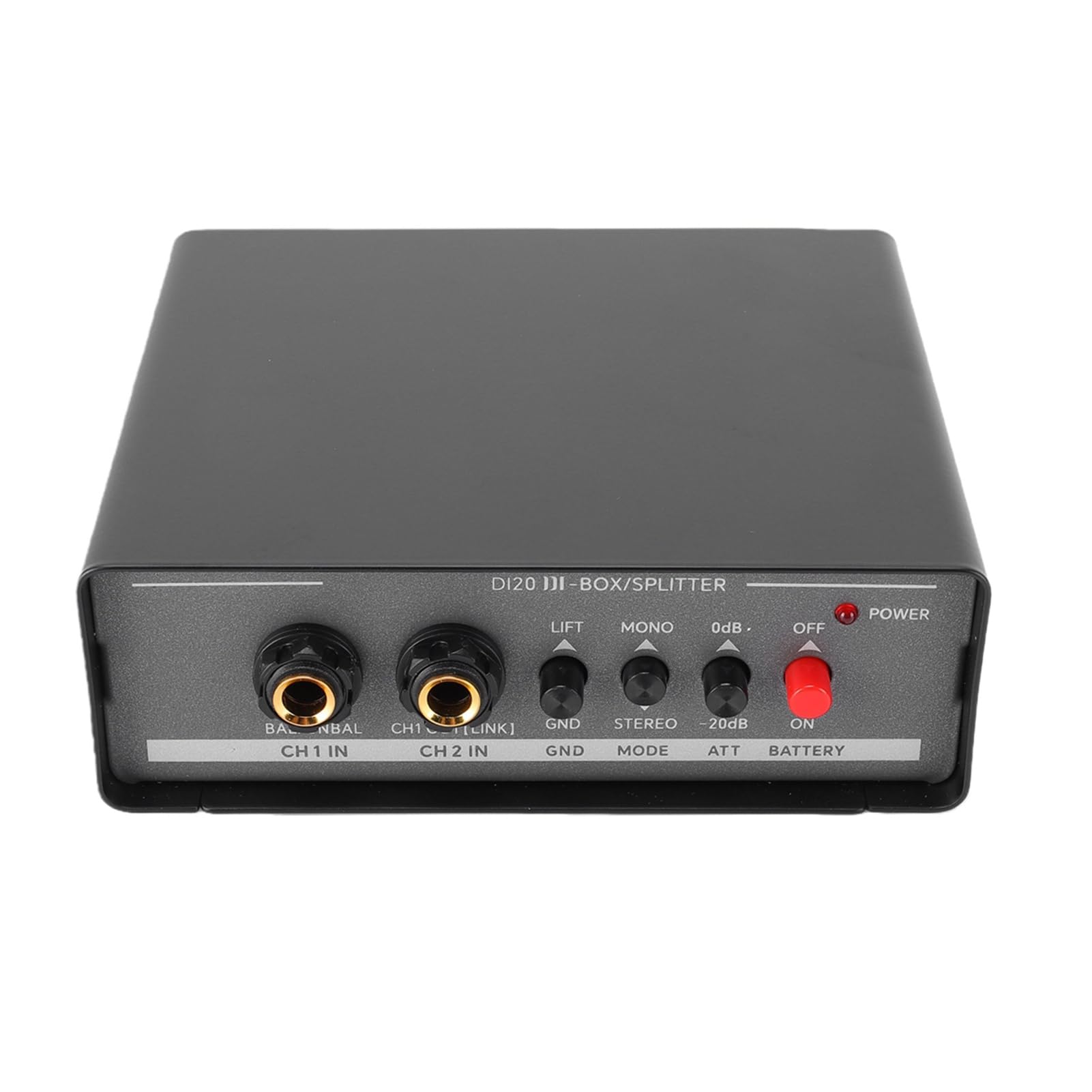 Luocute Active DI Box, Dual Channel Direct Box Com Phantom Power, Suporte de Bateria, Ground Lift, Pad de 20dB para Estúdio de Palco e Instrumentos