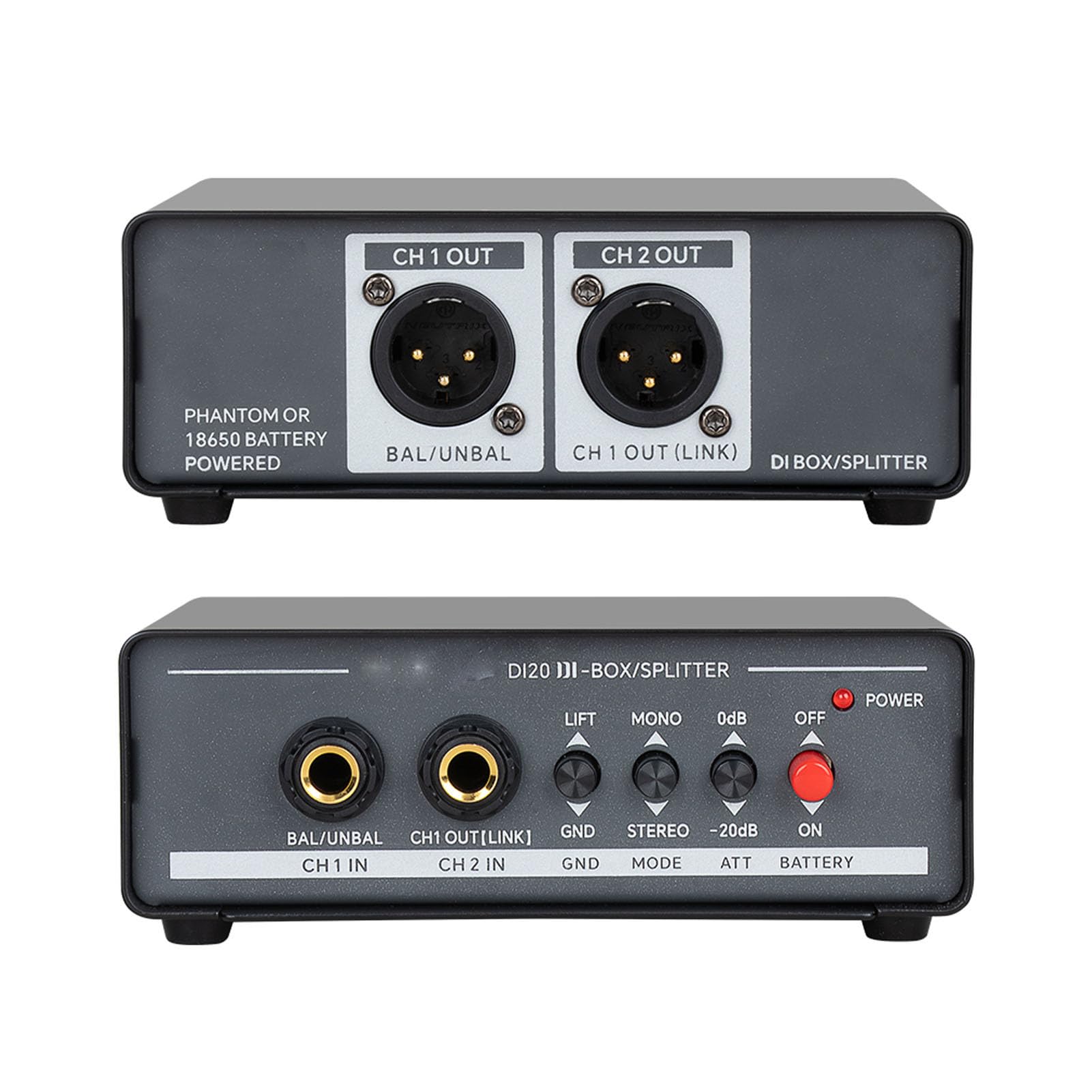 Caixa DI Ativa Dual Channel Direct Box, Com Levantamento de Terra -20dB Pad Phantom Power para Performance Em Palco e Estúdio