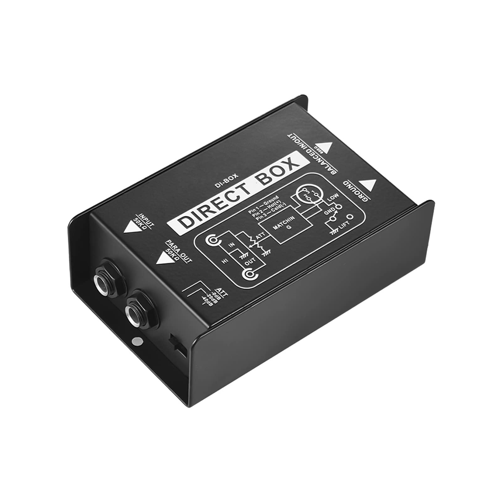 Jiawu DI Box, Caixa Direta Passiva para Guitarra e Baixo, Conversor de de Canal único Com Saída de Entrada TRS de 1/4 Polegada e Saída XLR para Apresentações Ao Vivo