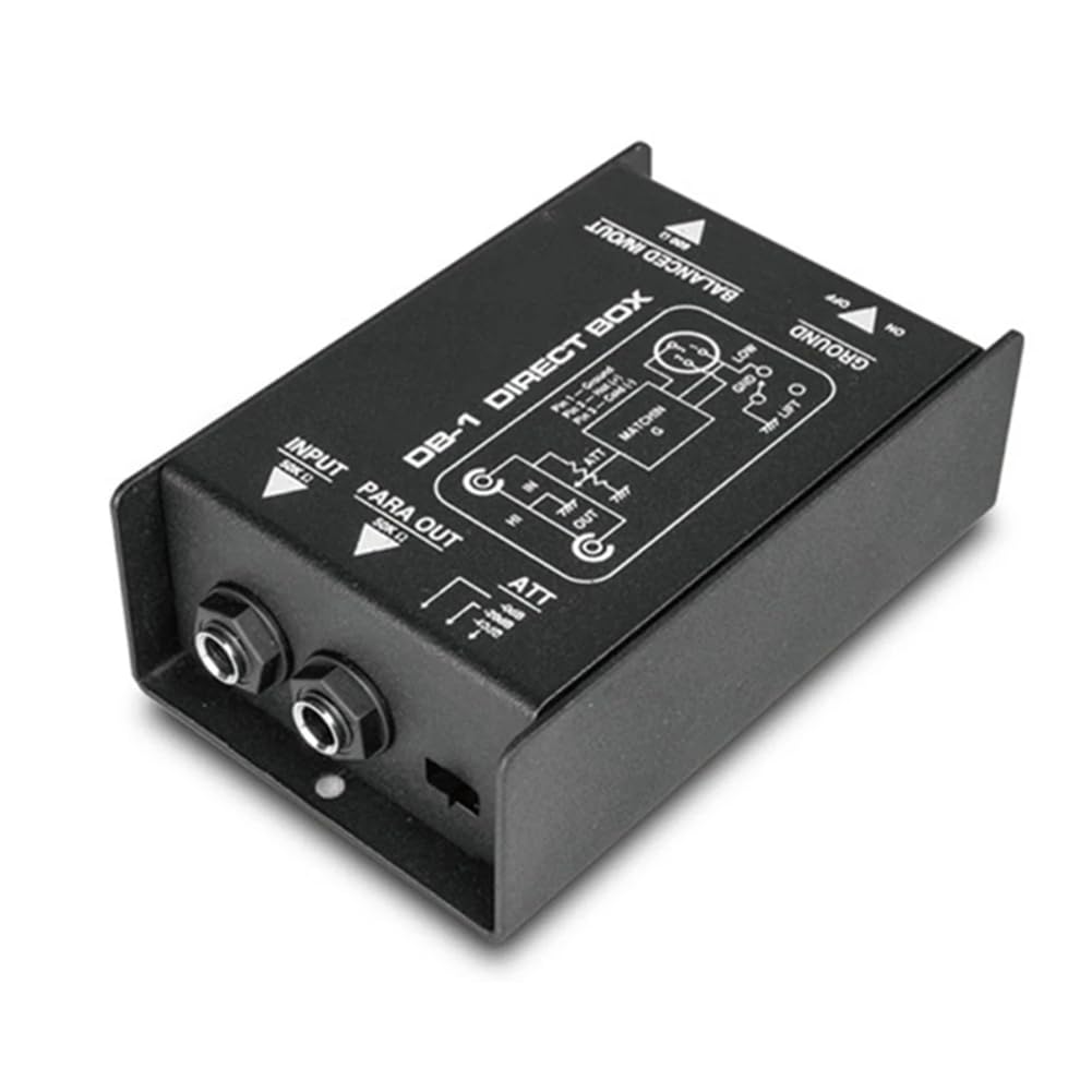 DI Box Injeção direta passiva de canal único para guitarra para | Converte sinais desequilibrados de alta impedância em nível MIC balanceado de baixa impedância com saída TRS 1/4 e XLR