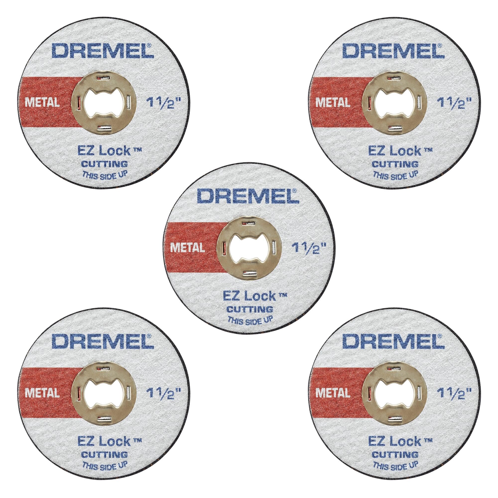 Dremel EZ456, 38,1 mm de diâmetro da roda, EZ - Lock™ Rodas de corte reforçadas com fibra de vidro, disco de corte de ferramenta rotativa para corte de metal, 5 peças, médio, vermelho