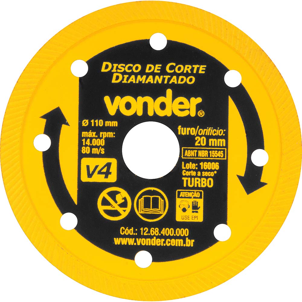 Disco de Corte Diamantado, Turbo, V4