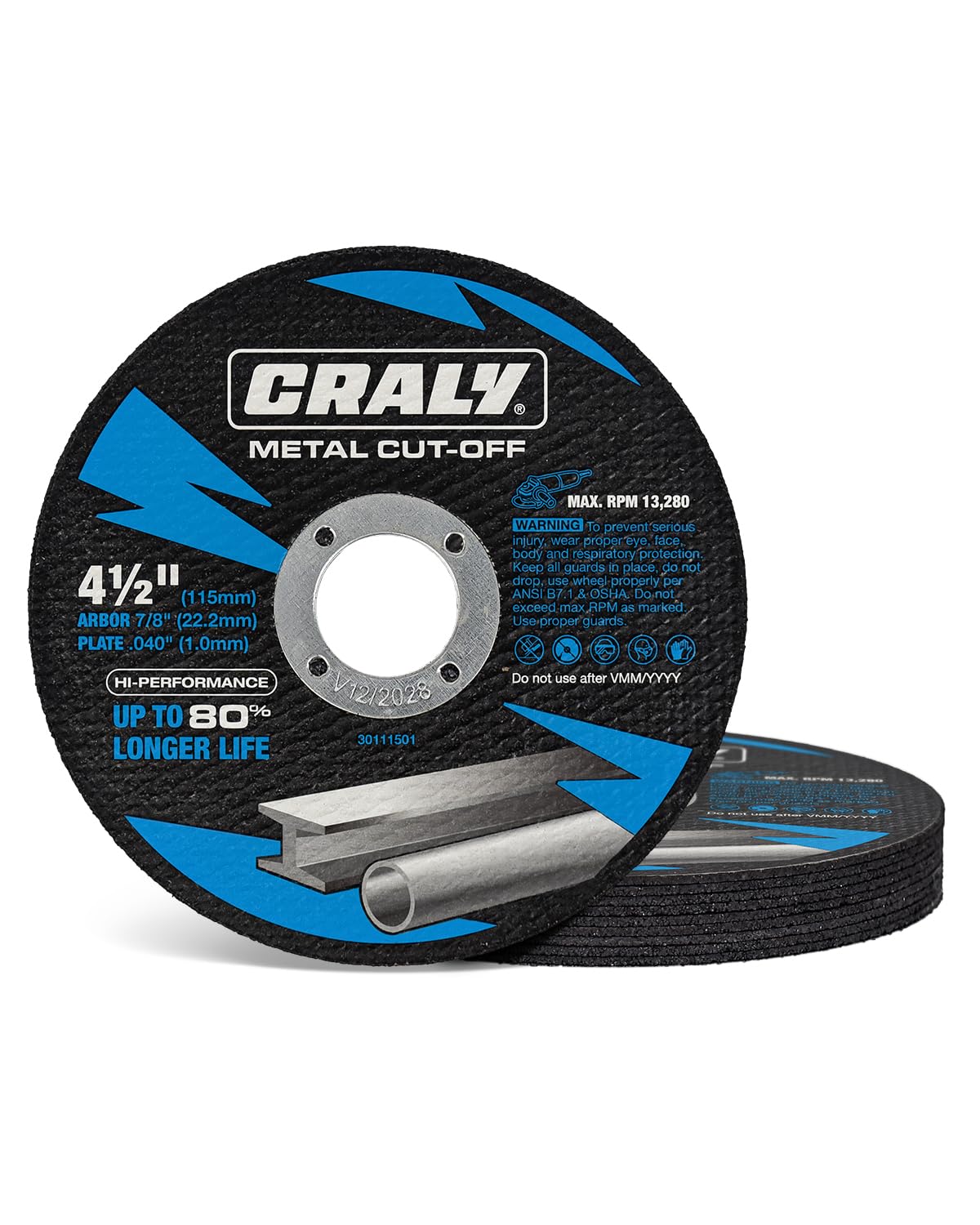 CRALY Discos de Corte de 4-1/2 Polegadas Para Cortar Metal E Aço Inoxidável, Disco de Corte de Metal Ultrafino de Nível Profissional Para Esmerilhadeira Angular E Retificadora, Eixo de 7/8