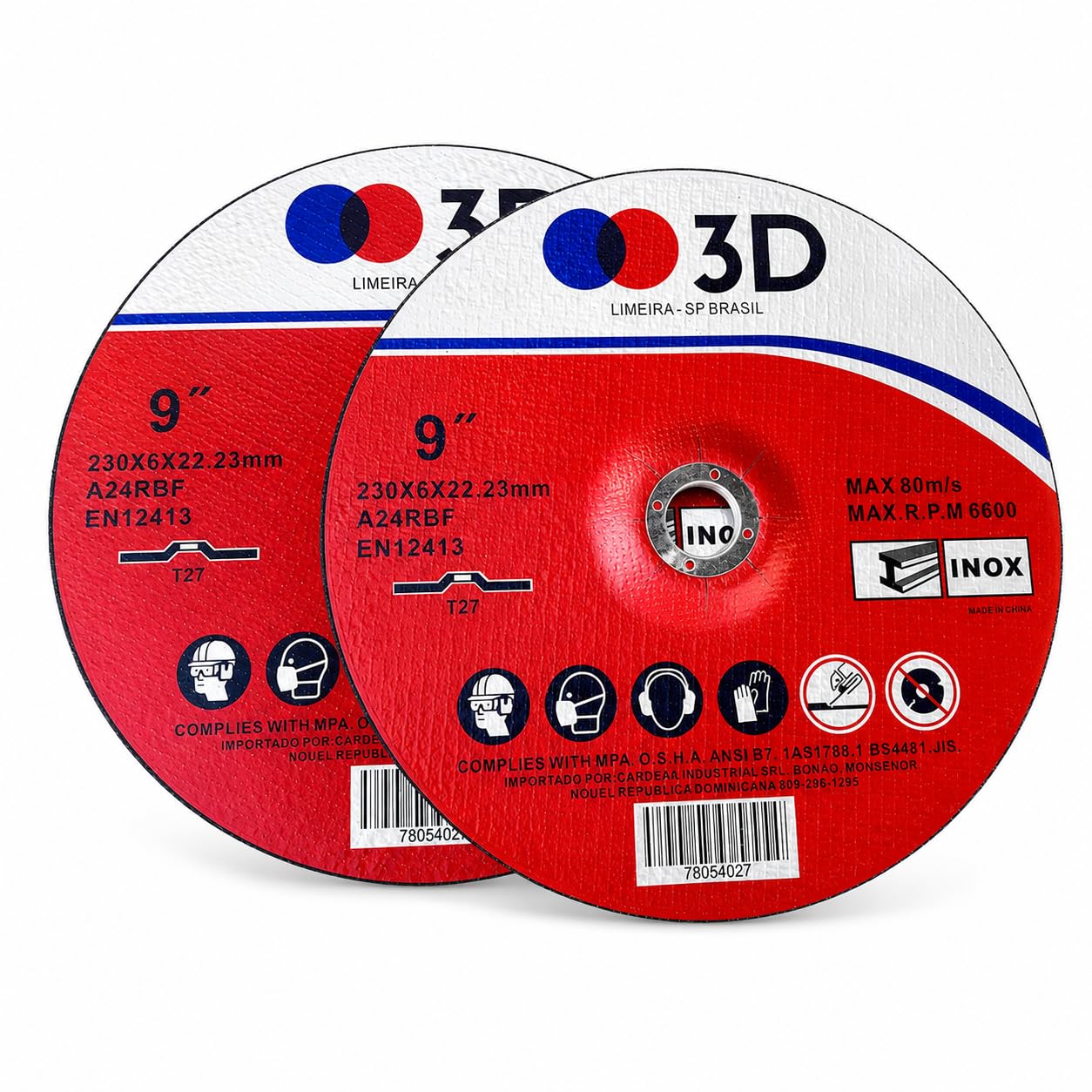Disco de Corte 230x3x22.2mm 9 Polegadas Kit com 2 Unidades para Metal e Inox, Disco Abrasivo para Esmerilhadeira Angular (2)