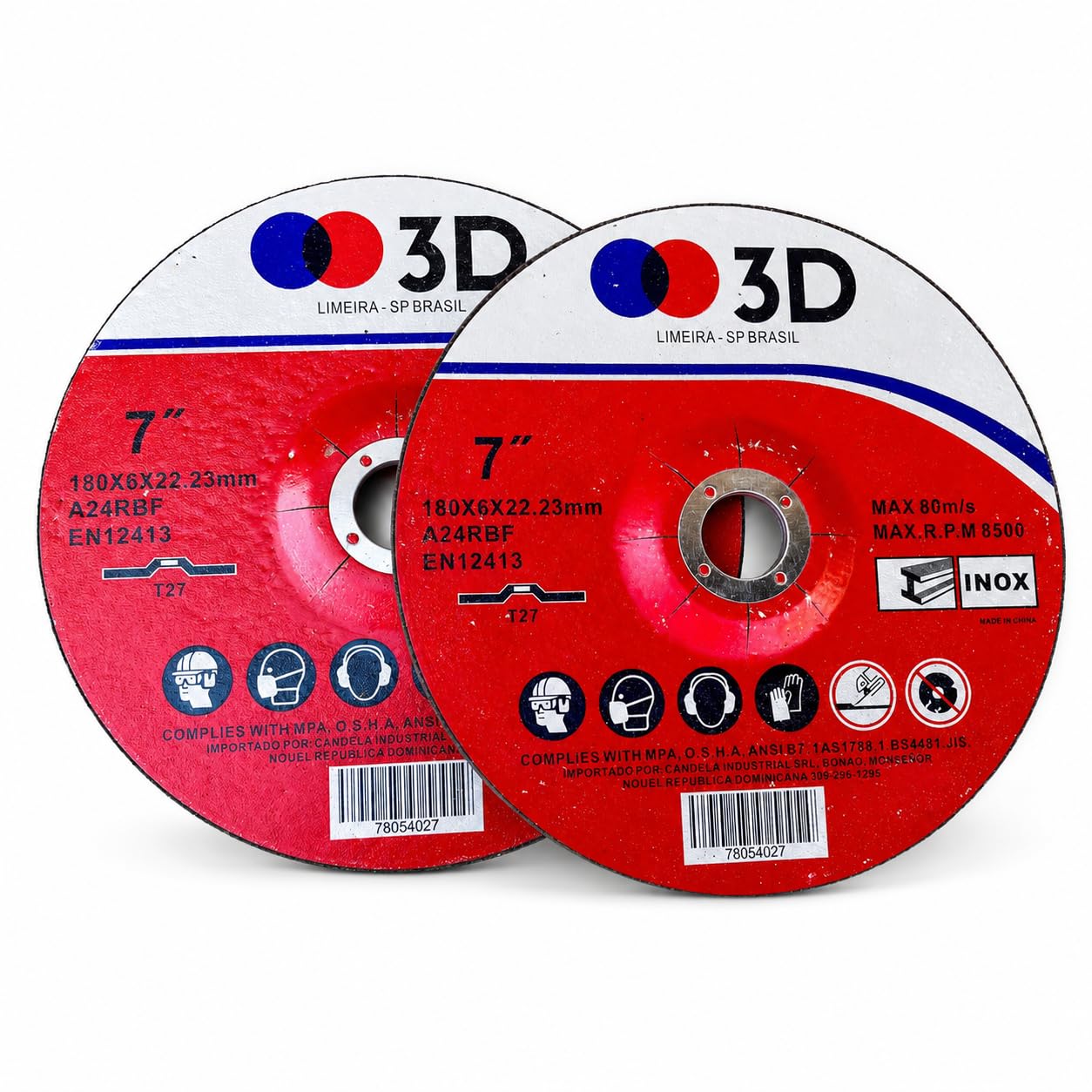 Disco de Corte 180x1.6x22.2mm 7 Polegadas Kit com 2 Unidades para Metal e Inox, Disco Abrasivo para Esmerilhadeira Angular (2)