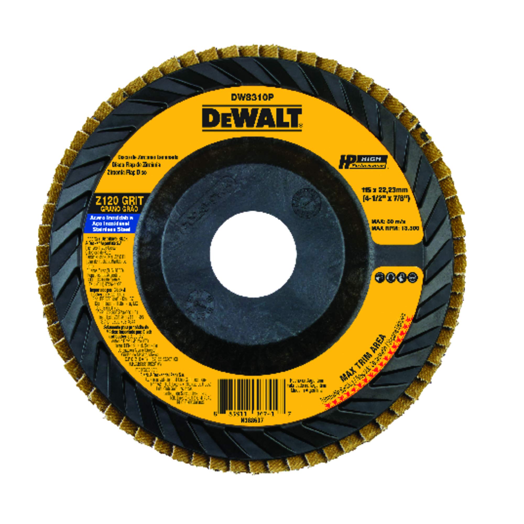 DEWALT Disco Flap Plástico Reto de 4.1/2 Pol. x 7/8 Pol. (114mm x 22mm) DW8310PAR