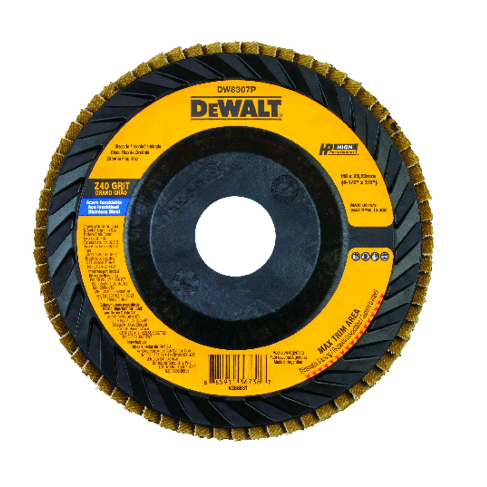DEWALT Disco Flap Plástico Reto de 4.1/2 Pol. x 7/8 Pol. (114mm x 22mm) DW8307PAR