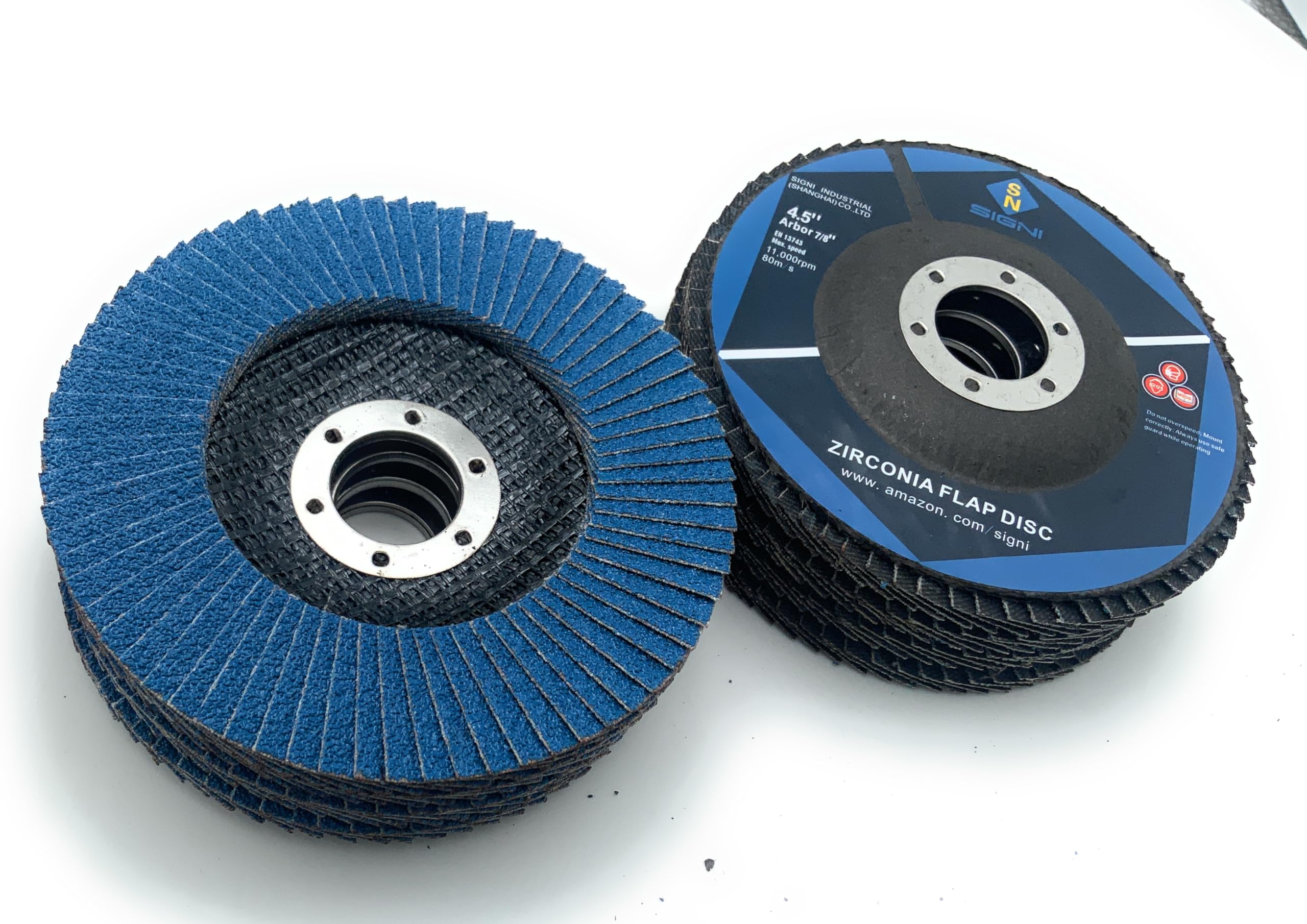 SIGNI Discos de Lixa Flap de Zircônia Premium Para Esmerilhar Metal E Aço, Pacote com 10 Unidades (4,5 Polegadas T27 60#)