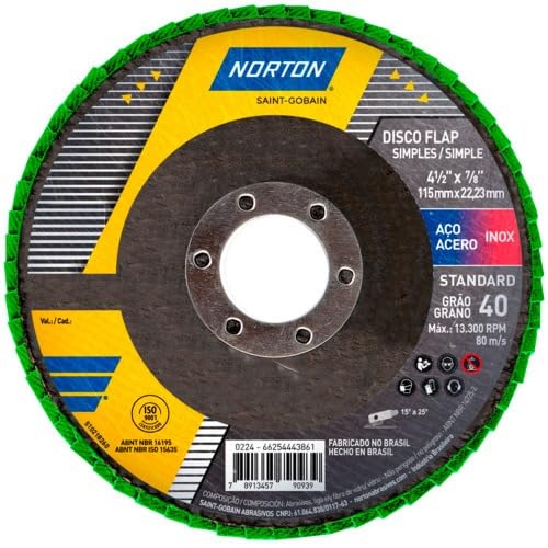Disco de lixa flap disc côncavo 4.1/2" fibra - Standard - Norton (80)